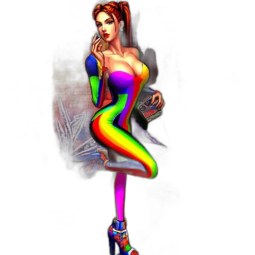 dress, staff, shoes, concept art, pixel art, fantasy art, 3d render, neon transparent PNG cut-out