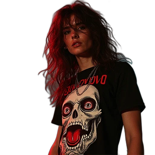 photorealistic, 3d render, cyberpunk, concept art, red, cramps, supervovo, shirt transparent PNG cut-out