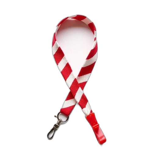 staff, jewelry, red, white, striped, lanyard, plastic, clip transparent PNG cut-out