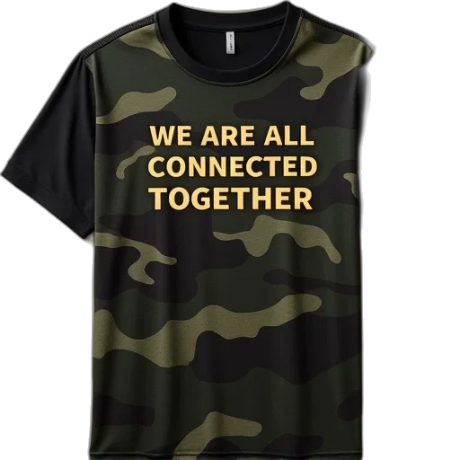 camo, tee, black, accents, top, phrase, all, connected transparent PNG cut-out