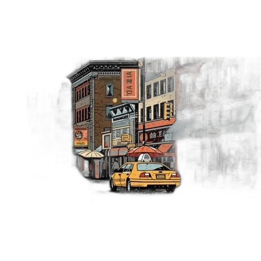 building, furniture, concept art, photorealistic, pixel art, watercolor, city street, bustling transparent PNG cut-out