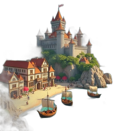 concept art, fantasy art, 3d render, pixel art, fog, city street, underwater, beach transparent PNG cut-out