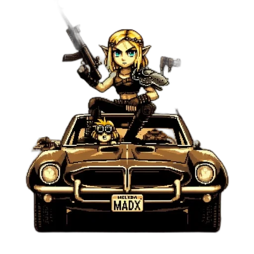 weapon, car, pixel art, concept art, comic book art, cartoon, pixelated, desert transparent PNG cut-out