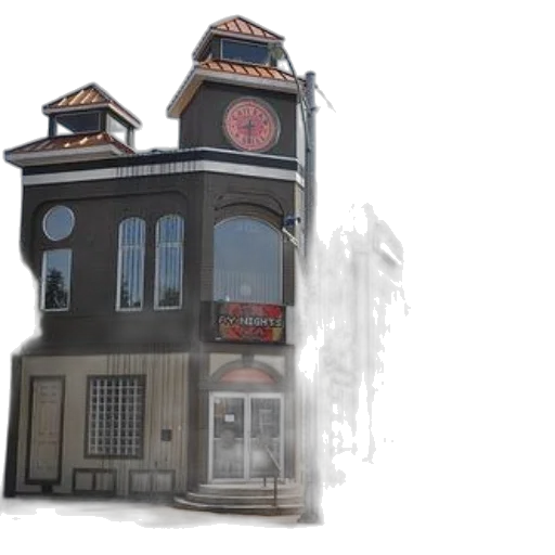 building, concept art, 3d render, photorealistic, pixel art, city street, modern, clock transparent PNG cut-out