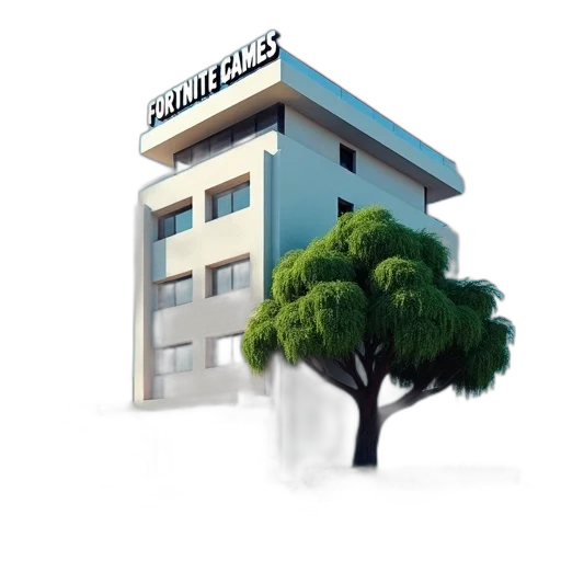 building, tree, 3d render, photorealistic, concept art, pixel art, modern, flat transparent PNG cut-out