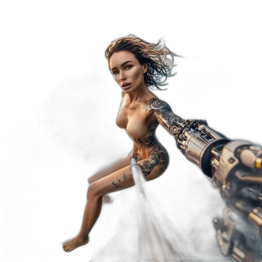 dress, sword, robot, weapon, fantasy art, concept art, photorealistic, 3d render transparent PNG cut-out
