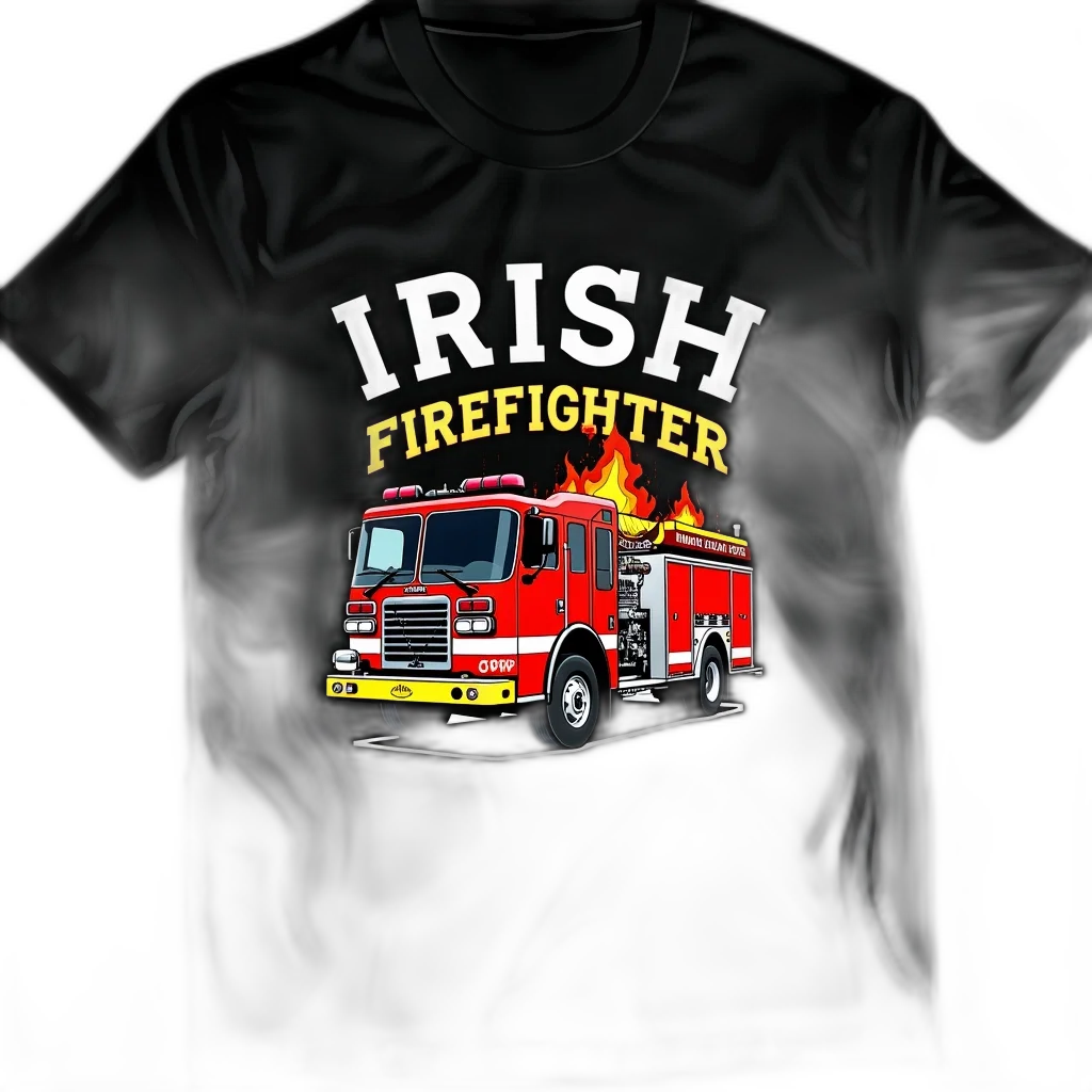fire, black, t-shirt, graphic, design, reads, irish, firefighter transparent PNG cut-out