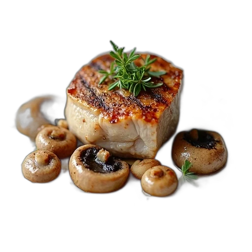food, animal, photorealistic, 3d render, plate, piece, meat, possibly transparent PNG cut-out