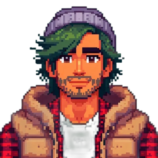 face, hat, jacket, animal, pixel art, anime, cartoon, concept art transparent PNG cut-out