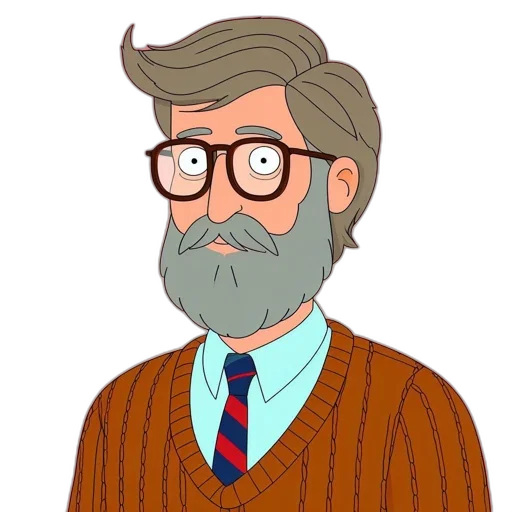 jacket, face, staff, cartoon, concept art, comic book art, pixel art, animated transparent PNG cut-out