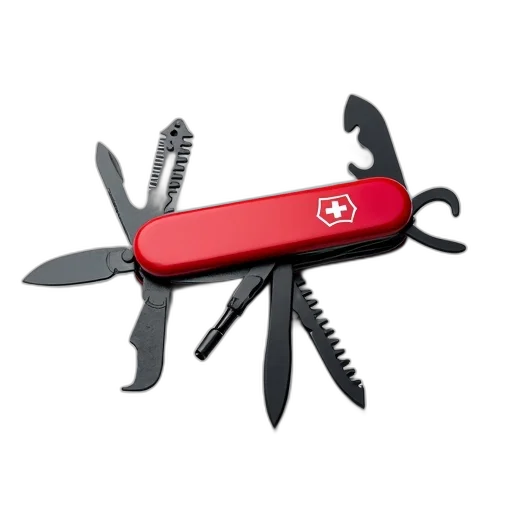 weapon, staff, hair, 3d render, red, swiss, army, knife transparent PNG cut-out