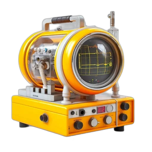 robot, portable, cylindrical, device, waveform, display, labeled, korvus transparent PNG cut-out