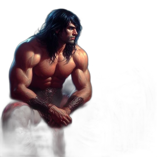 sword, fantasy art, concept art, photorealistic, comic book art, muscular, man, armor transparent PNG cut-out