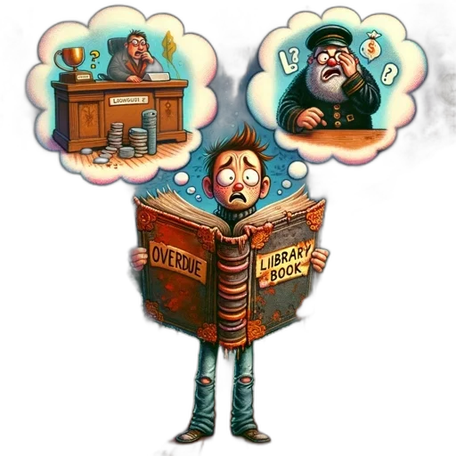 furniture, concept art, comic book art, cartoon, inside, cluttered, library, startled transparent PNG cut-out