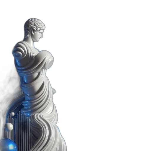 dress, robot, 3d render, concept art, cyberpunk, vaporwave, outer space, statue transparent PNG cut-out