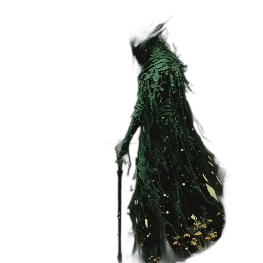 dress, creature, hair, staff, concept art, 3d render, fantasy art, pixel art transparent PNG cut-out
