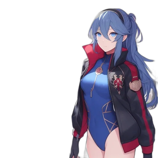 jacket, weapon, dress, staff, anime, concept art, pixel art, 3d render transparent PNG cut-out