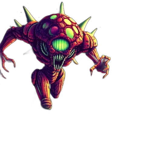 creature, robot, mask, weapon, pixel art, concept art, 3d render, comic book art transparent PNG cut-out