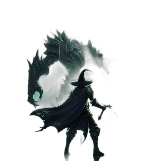 dragon, mask, creature, staff, concept art, fantasy art, pixel art, comic book art transparent PNG cut-out