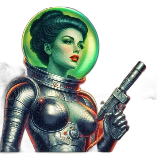 robot, weapon, staff, comic book art, concept art, fantasy art, pixel art, outer space transparent PNG cut-out