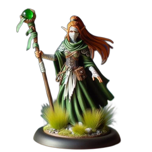 staff, fantasy art, concept art, green, miniature, elf, figurine, pointed transparent PNG cut-out