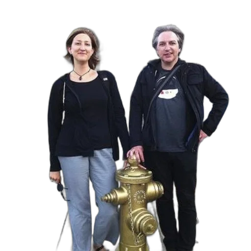 staff, jacket, jewelry, robot, man, woman, stand, next transparent PNG cut-out