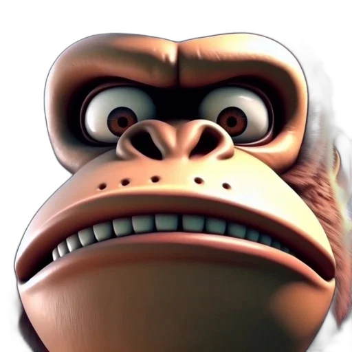 face, animal, creature, 3d render, concept art, photorealistic, animated, gorilla transparent PNG cut-out