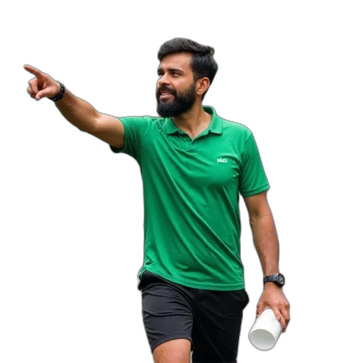 staff, jacket, umbrella, green, man, shirt, black, shorts transparent PNG cut-out