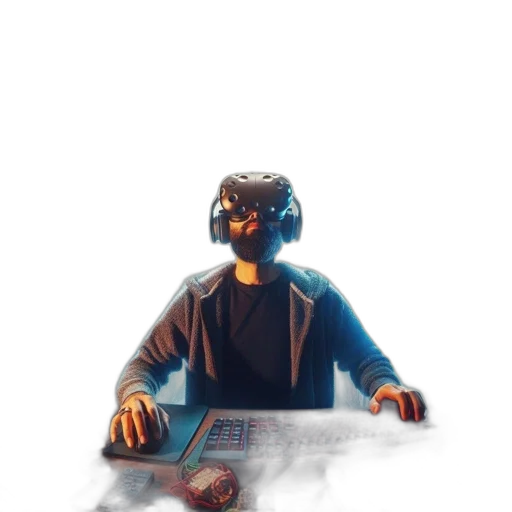 mask, robot, staff, face, cyberpunk, concept art, pixel art, vaporwave transparent PNG cut-out