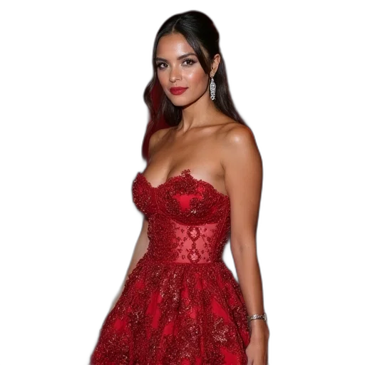 dress, jewelry, red, camila transparent PNG cut-out