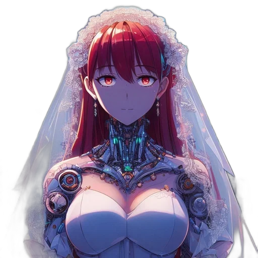 dress, robot, crown, jewelry, anime, pixel art, fantasy art, concept art transparent PNG cut-out