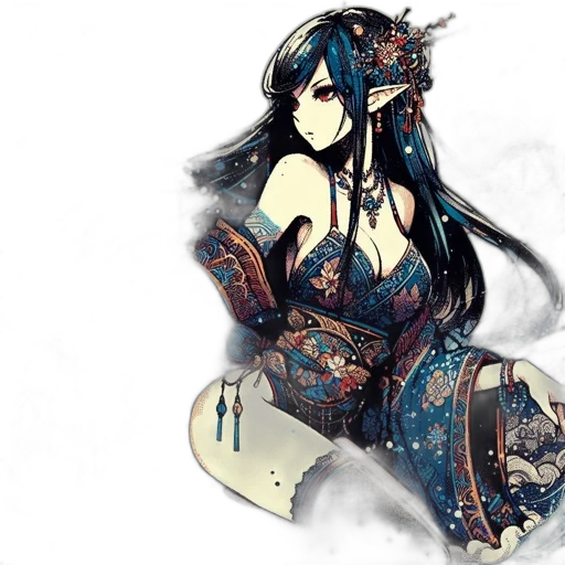 dress, mask, weapon, sword, fantasy art, concept art, anime, pixel art transparent PNG cut-out