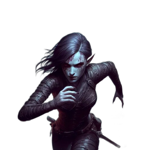 weapon, comic book art, concept art, fantasy art, cyberpunk, dark, blue, monochrome transparent PNG cut-out