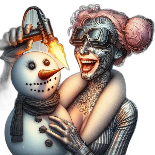robot, concept art, cyberpunk, comic book art, pixel art, wintry, urban, landscape transparent PNG cut-out