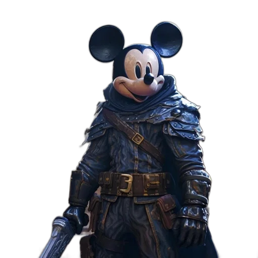 mask, jacket, weapon, staff, concept art, 3d render, fantasy art, photorealistic transparent PNG cut-out