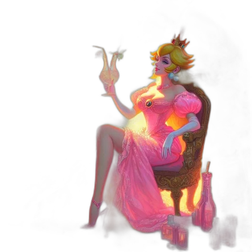 dress, crown, staff, creature, concept art, fantasy art, watercolor, pixel art transparent PNG cut-out