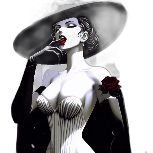 dress, comic book art, concept art, photorealistic, fantasy art, neon lights, monochrome, artistically transparent PNG cut-out