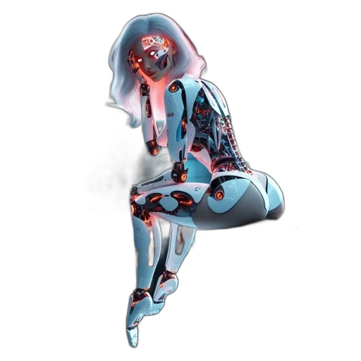 robot, dress, mask, creature, concept art, cyberpunk, 3d render, vaporwave transparent PNG cut-out