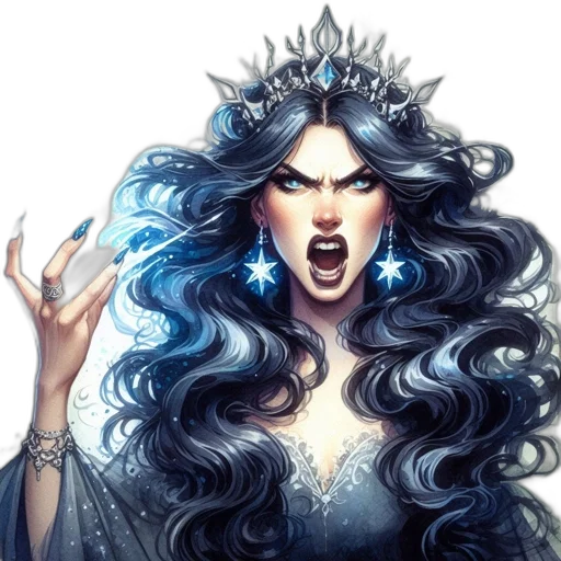 crown, fantasy art, concept art, comic book art, photorealistic, blue, regal, figure transparent PNG cut-out