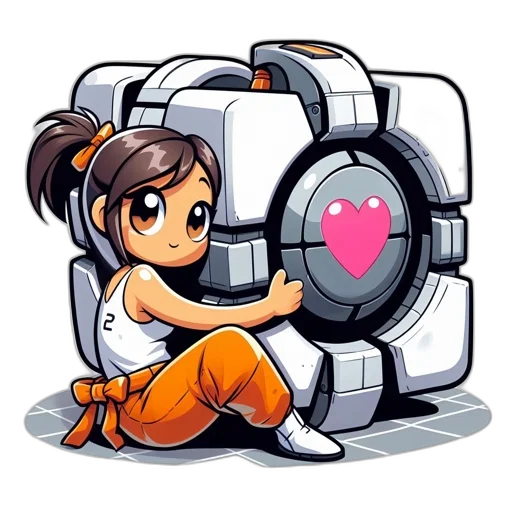 robot, weapon, pixel art, concept art, cartoon, comic book art, chibi-style, girl transparent PNG cut-out