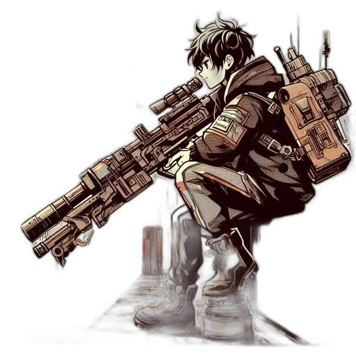 weapon, cyberpunk, concept art, comic book art, fantasy art, young, man, spiky transparent PNG cut-out