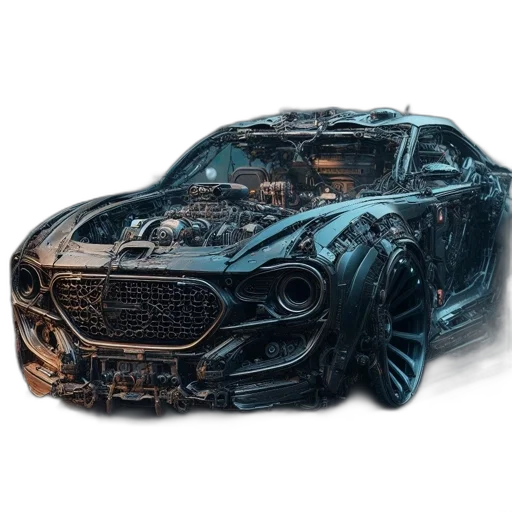 car, weapon, concept art, 3d render, photorealistic, fantasy art, dimly, lit transparent PNG cut-out