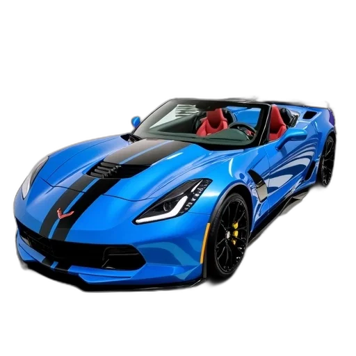 car, 3d render, photorealistic, blue, convertible, sports, parked, showroom transparent PNG cut-out
