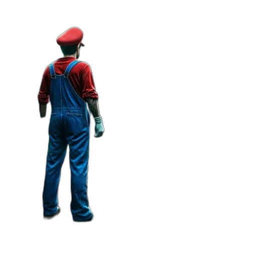 staff, jacket, robot, hat, 3d render, pixel art, concept art, photorealistic transparent PNG cut-out