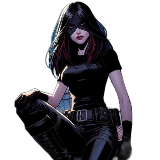 comic book art, concept art, cartoon, fantasy art, dark, woman, black, mask transparent PNG cut-out