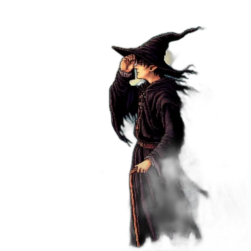 staff, mask, hat, fantasy art, concept art, pixel art, photorealistic, fog transparent PNG cut-out