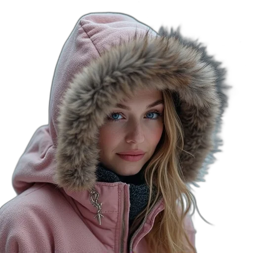 jacket, hat, face, photorealistic transparent PNG cut-out