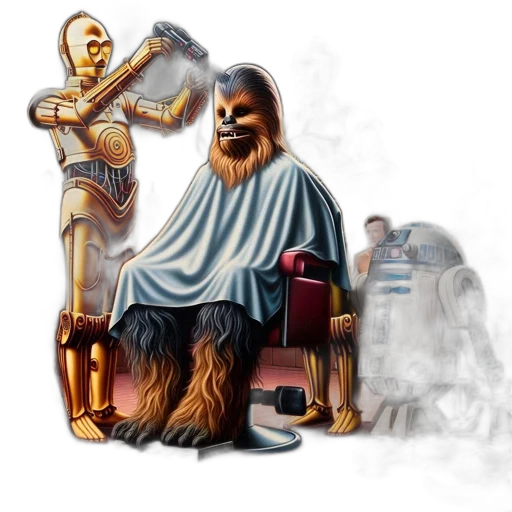 concept art, fantasy art, comic book art, pixel art, fire, star, wars, characters transparent PNG cut-out