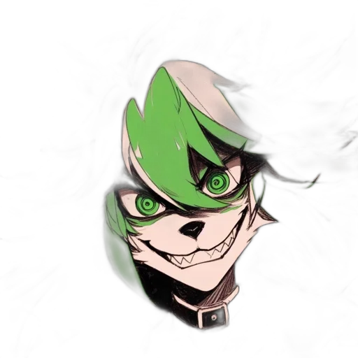 mask, face, concept art, cartoon, comic book art, anime, green, animated transparent PNG cut-out