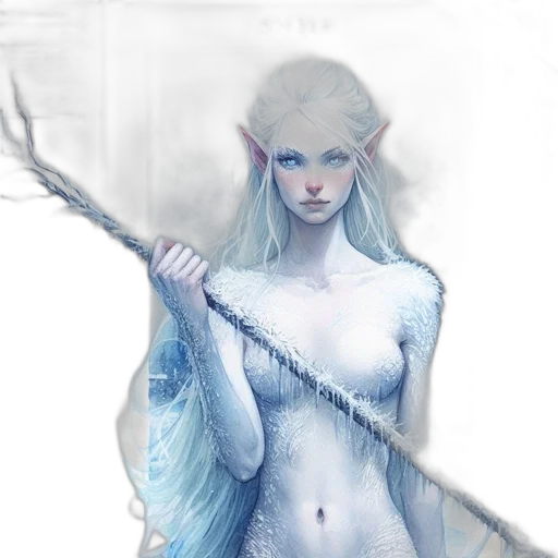 sword, staff, fantasy art, concept art, watercolor, comic book art, snow, blue transparent PNG cut-out